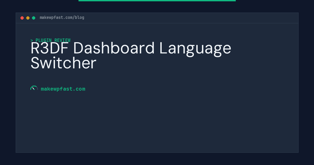 R3DF Dashboard Language Switcher - MakeWPFast