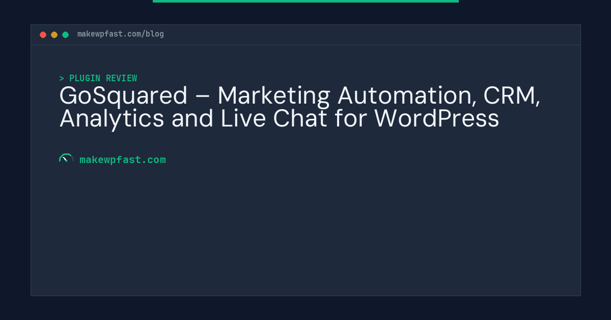 GoSquared – Marketing Automation, CRM, Analytics and Live Chat for WordPress - MakeWPFast