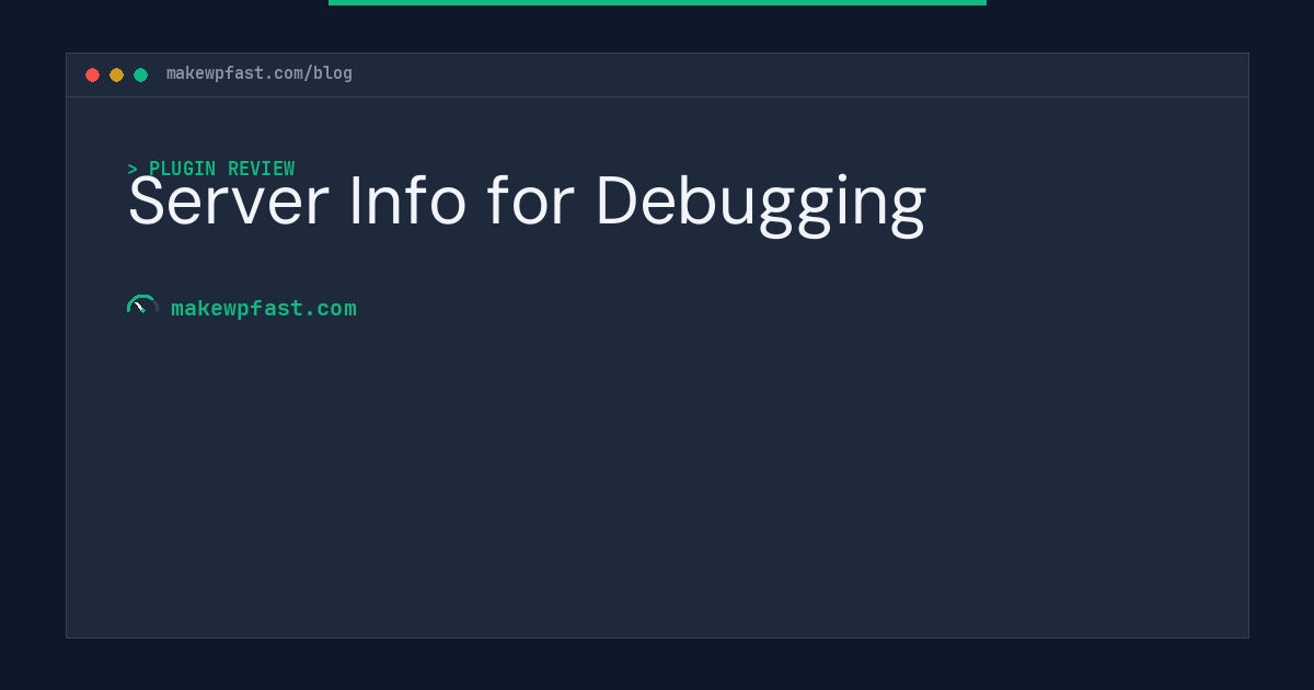Server Info for Debugging - MakeWPFast