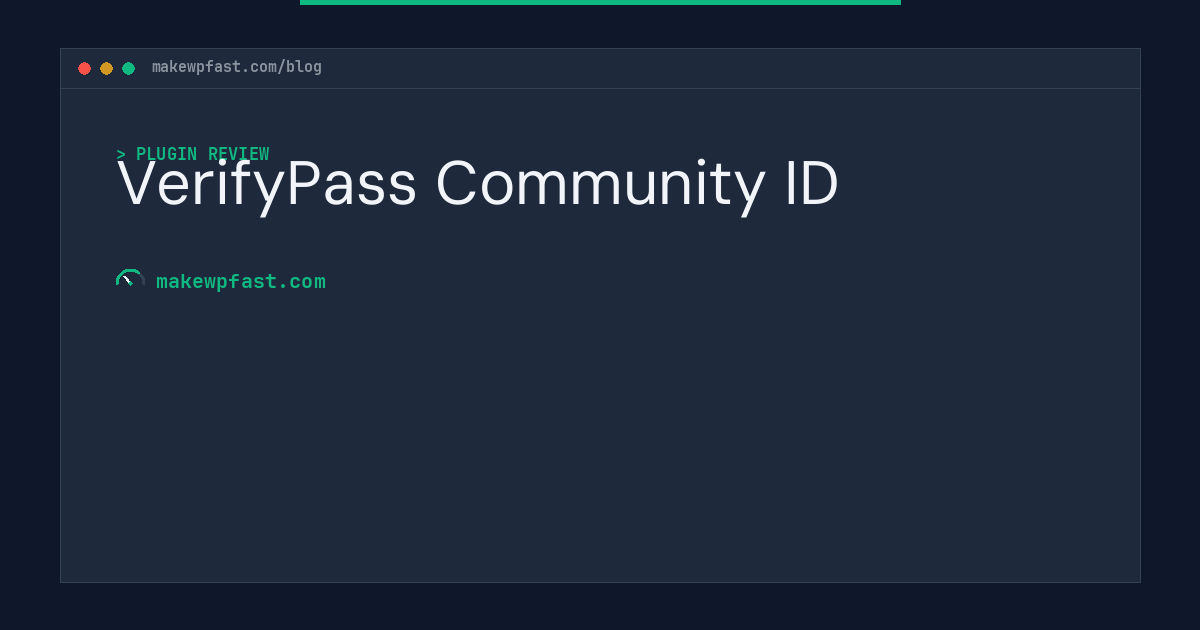 VerifyPass Community ID - MakeWPFast