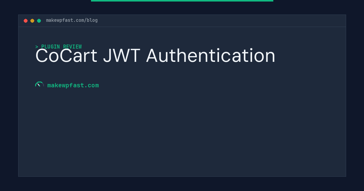 CoCart JWT Authentication - MakeWPFast