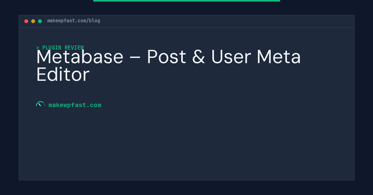 Metabase – Post & User Meta Editor - MakeWPFast