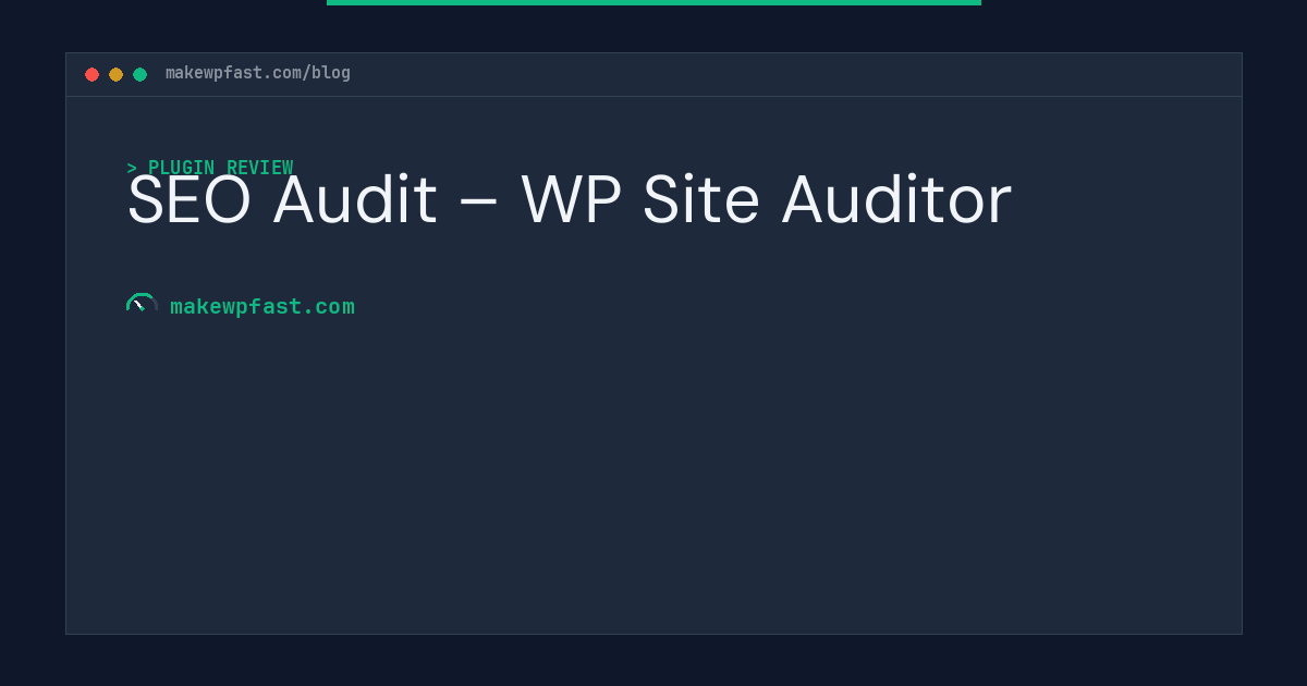 SEO Audit – WP Site Auditor - MakeWPFast