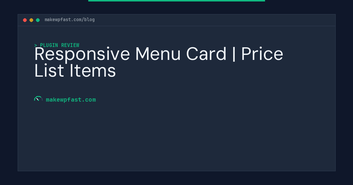 Responsive Menu Card | Price List Items - MakeWPFast