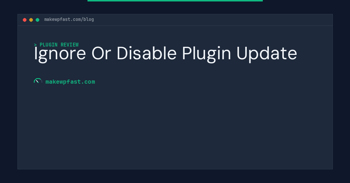 Ignore Or Disable Plugin Update - MakeWPFast