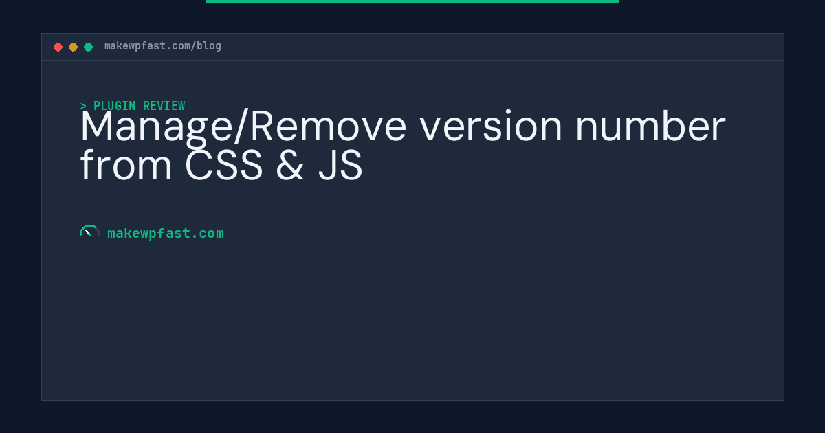 Manage/Remove version number from CSS & JS - MakeWPFast