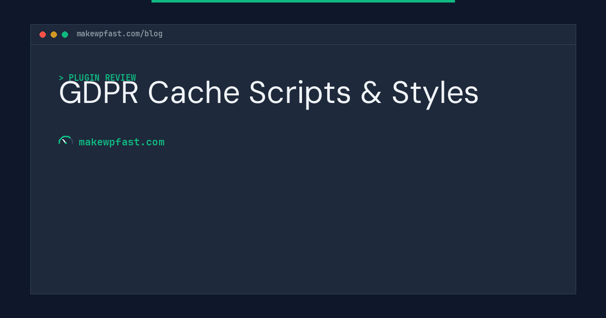 GDPR Cache Scripts & Styles - MakeWPFast