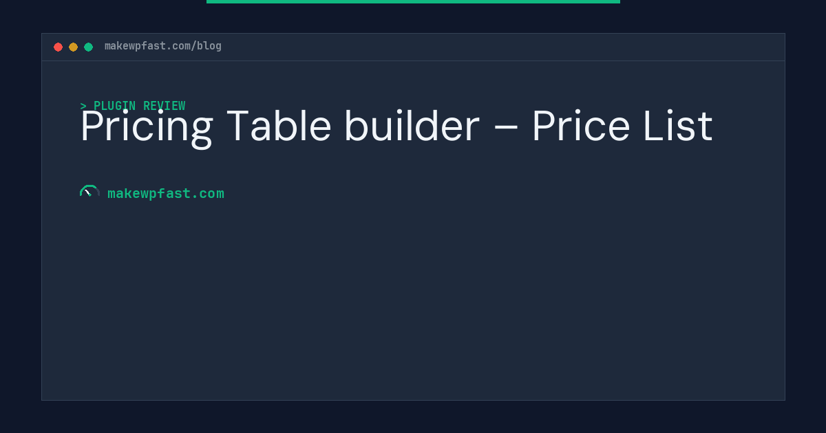 Pricing Table builder – Price List - MakeWPFast