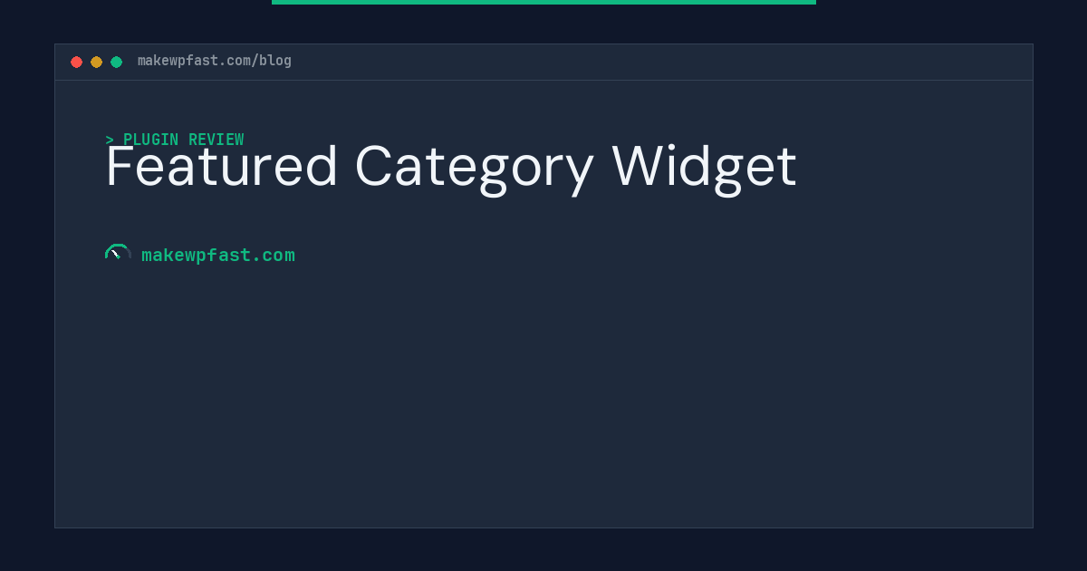 Featured Category Widget - MakeWPFast