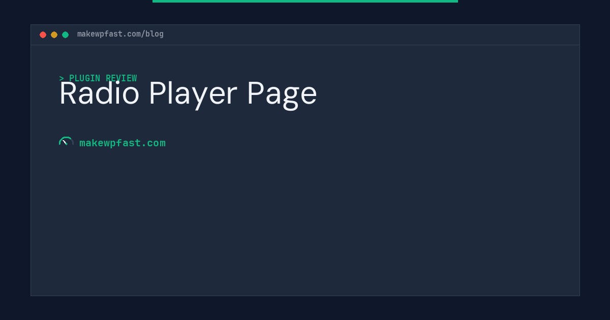 Radio Player Page - MakeWPFast
