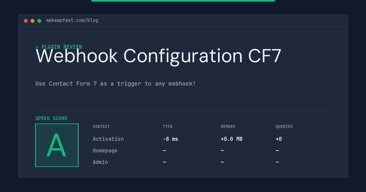 Webhook Configuration CF7 - MakeWPFast