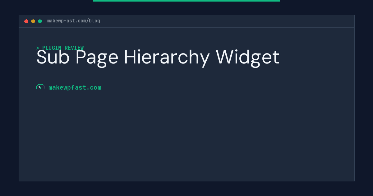 Sub Page Hierarchy Widget - MakeWPFast