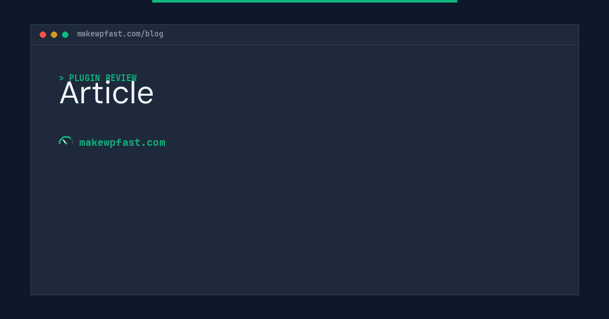 Article - MakeWPFast