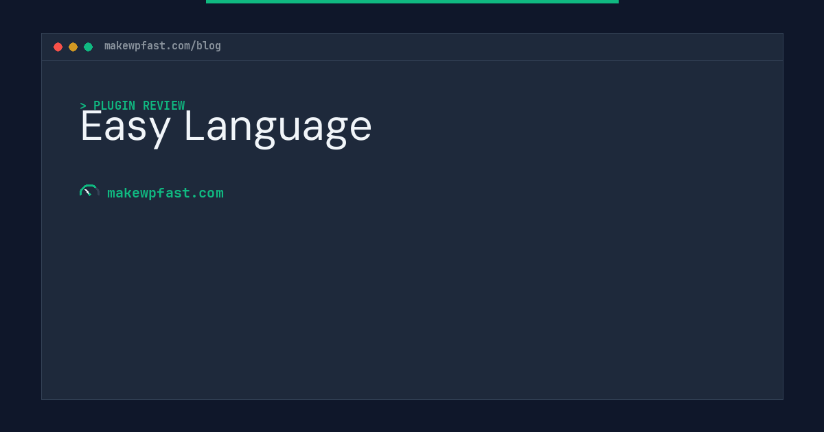 Easy Language - MakeWPFast