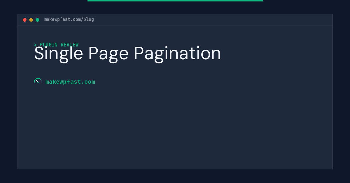 Single Page Pagination - MakeWPFast