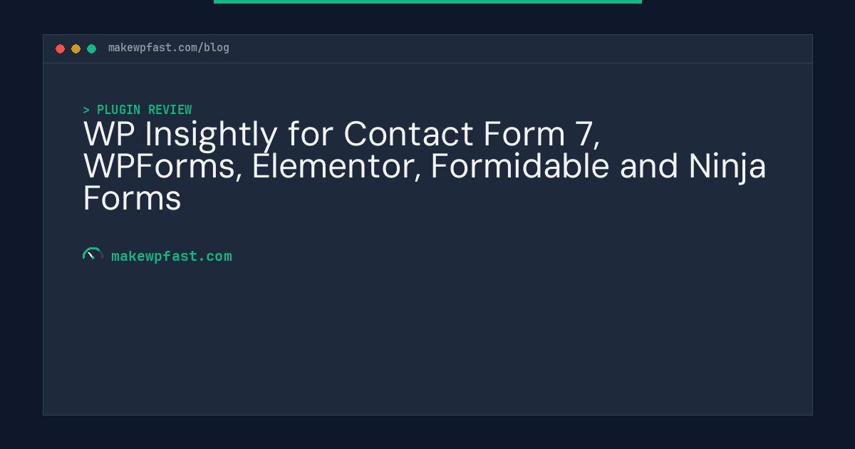 WP Insightly for Contact Form 7, WPForms, Elementor, Formidable and Ninja Forms - MakeWPFast