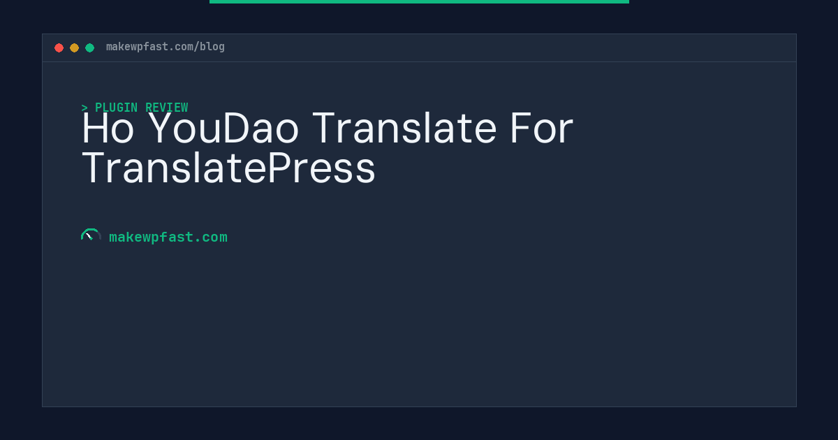 Ho YouDao Translate For TranslatePress - MakeWPFast