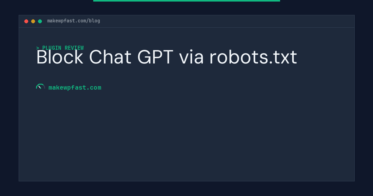 Block Chat GPT via robots.txt - MakeWPFast