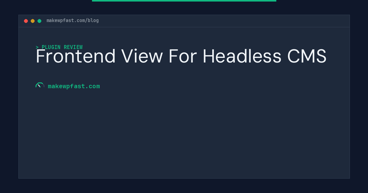 Frontend View For Headless CMS - MakeWPFast