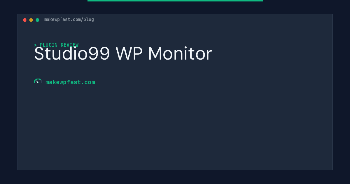 Studio99 WP Monitor - MakeWPFast