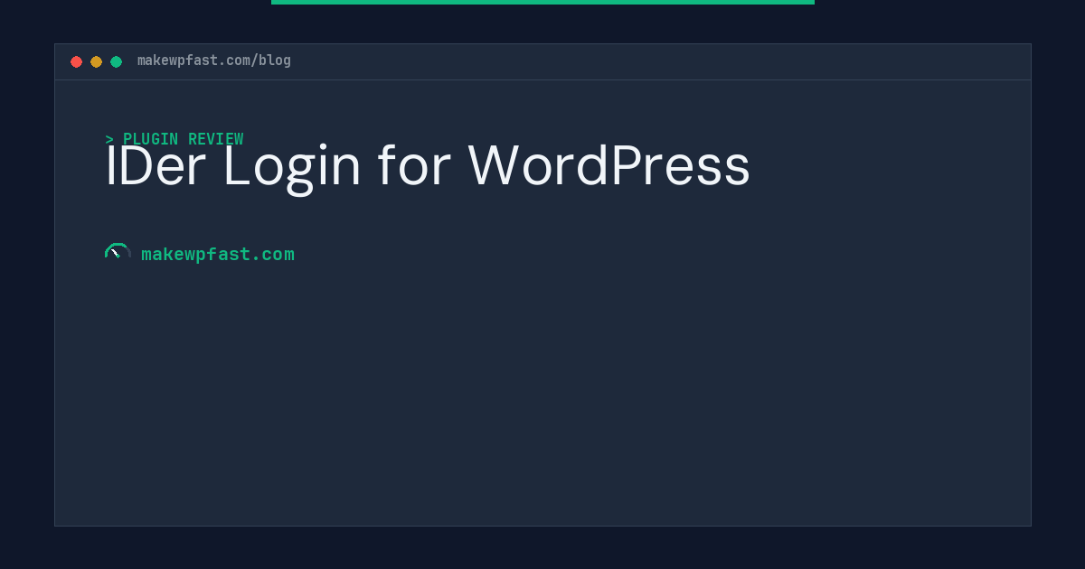 IDer Login for WordPress - MakeWPFast