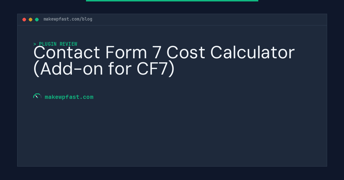 Contact Form 7 Cost Calculator (Add-on for CF7) - MakeWPFast