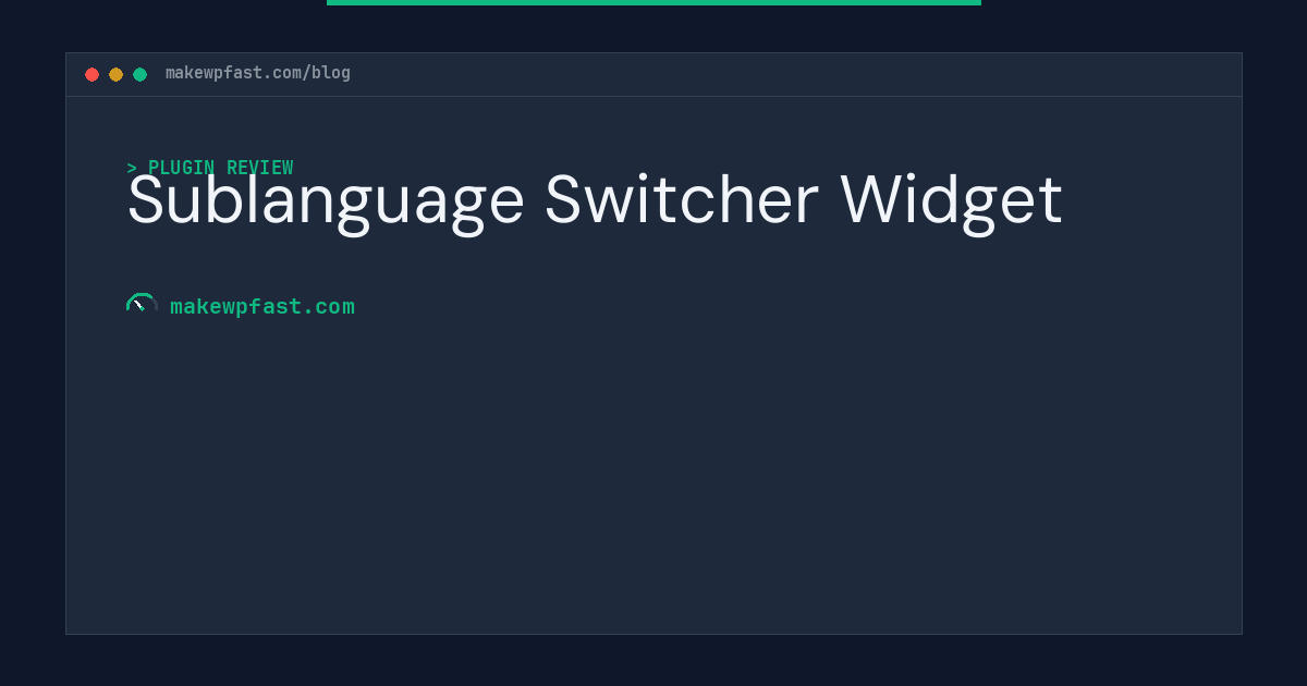 Sublanguage Switcher Widget - MakeWPFast