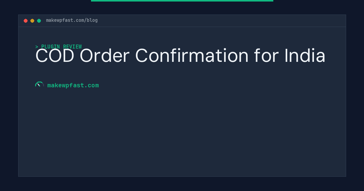COD Order Confirmation for India - MakeWPFast