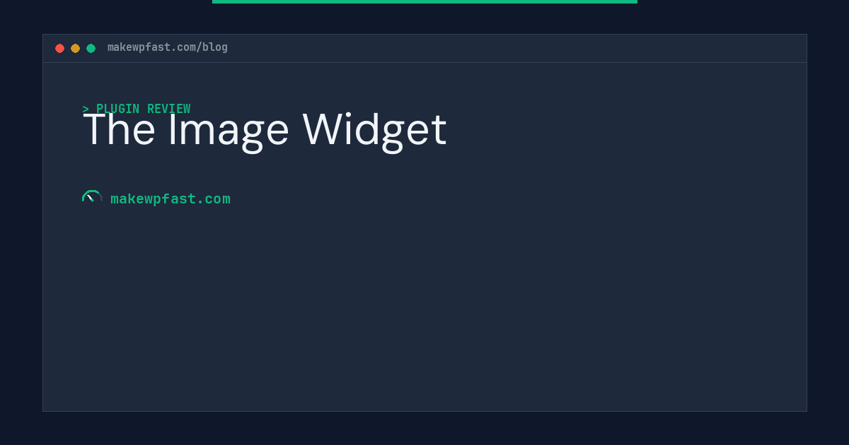 The Image Widget - MakeWPFast