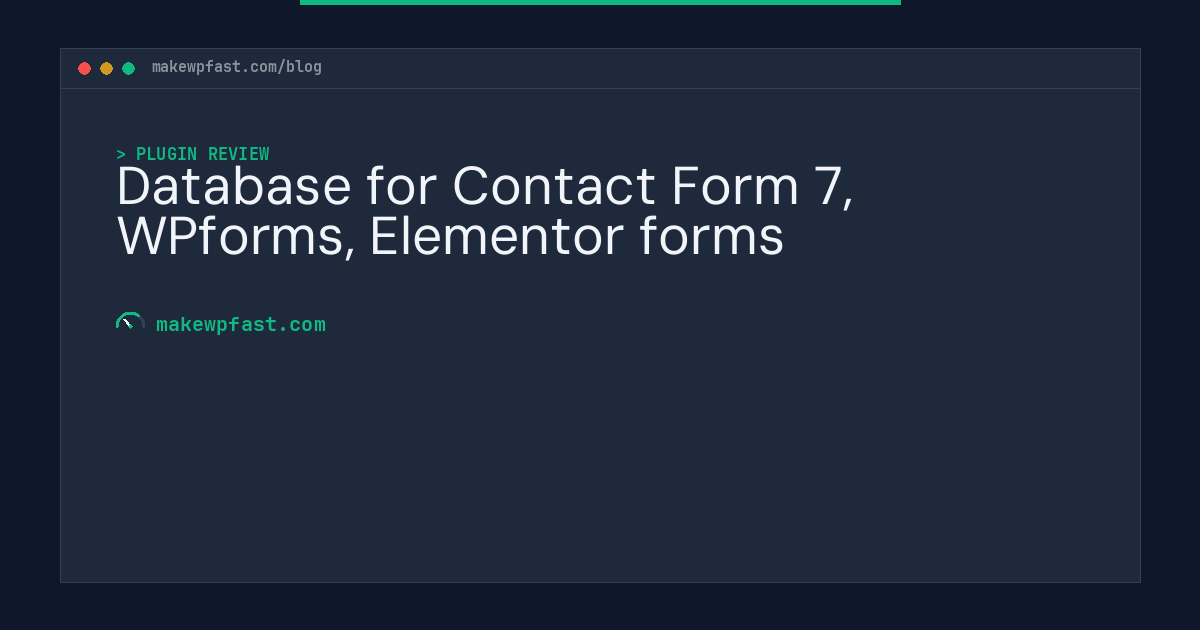 Database for Contact Form 7, WPforms, Elementor forms - MakeWPFast
