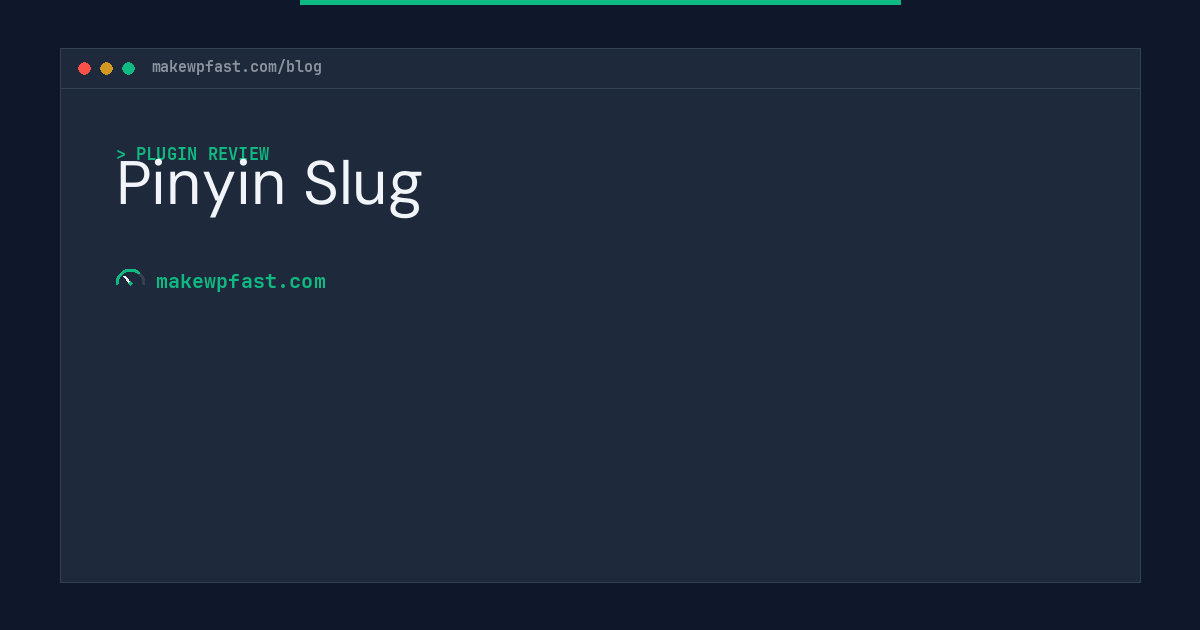 Pinyin Slug - MakeWPFast
