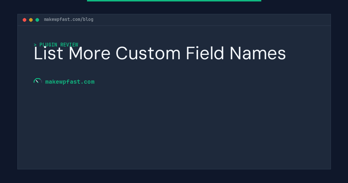List More Custom Field Names - MakeWPFast