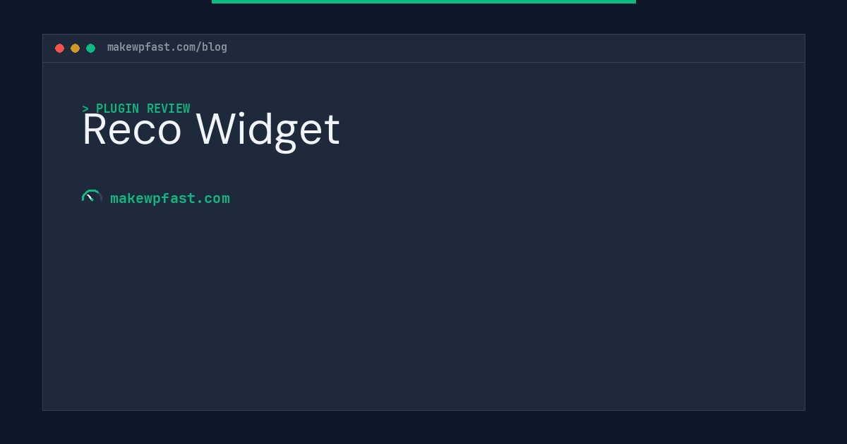 Reco Widget - MakeWPFast
