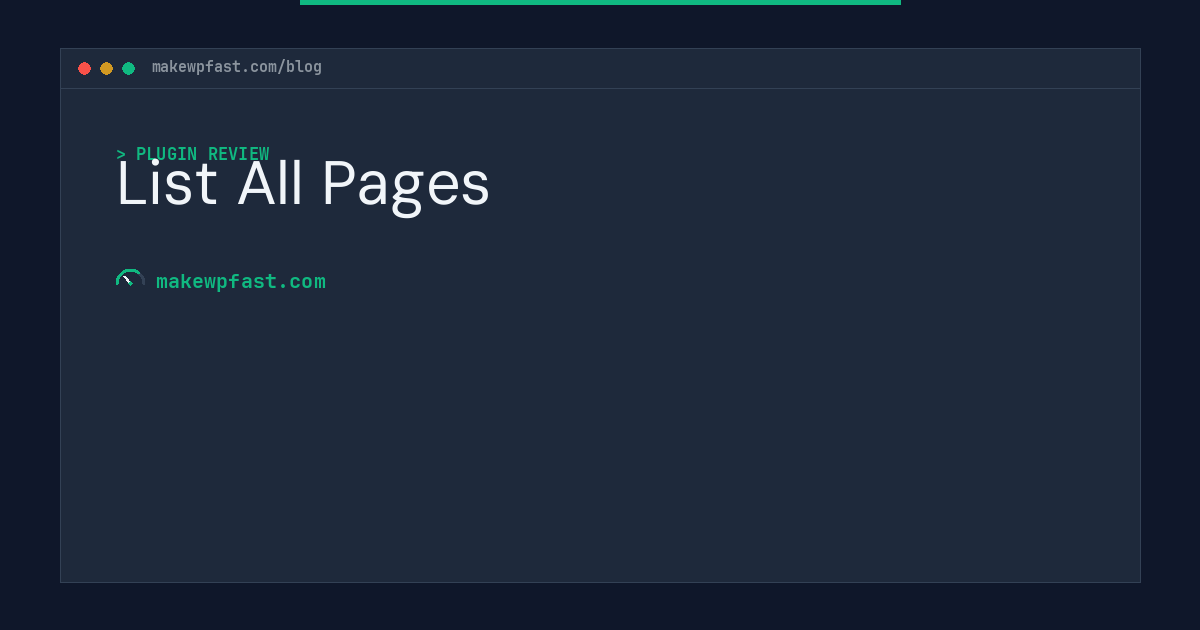 List All Pages - MakeWPFast