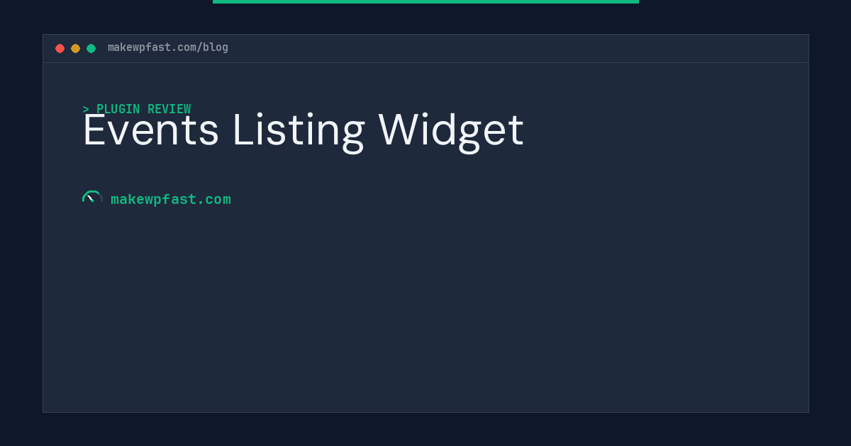 Events Listing Widget - MakeWPFast
