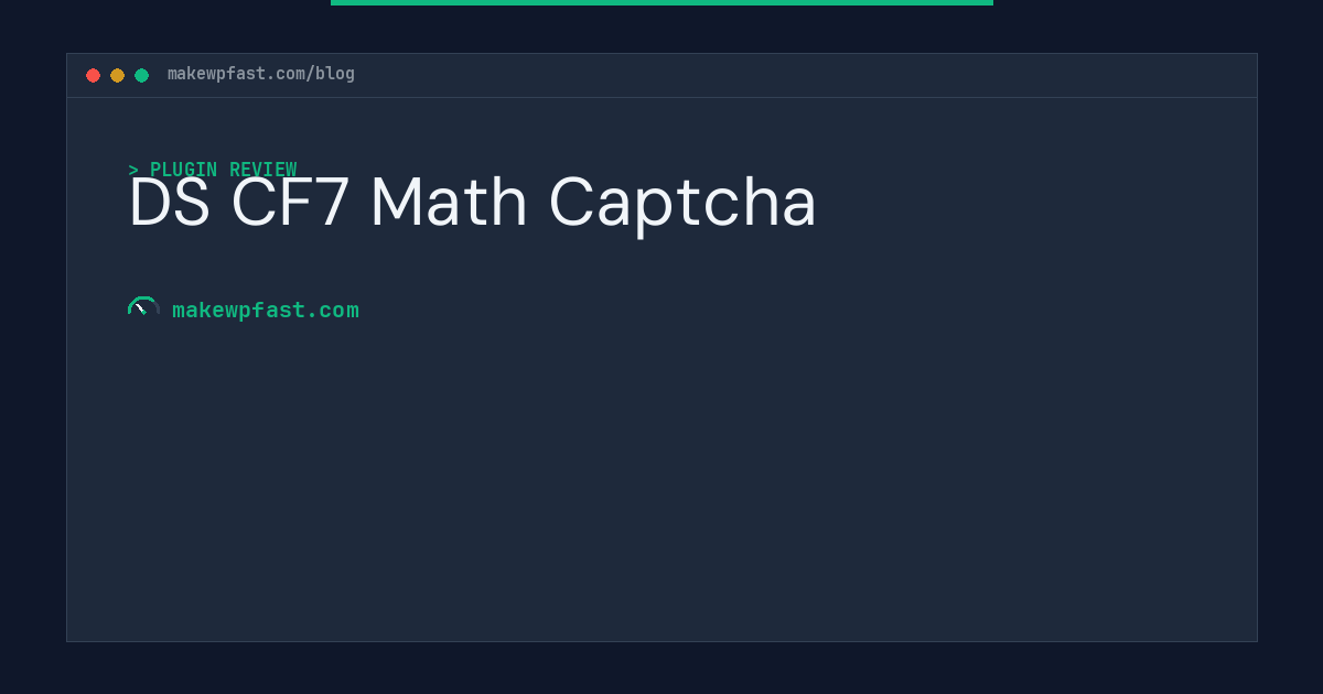 DS CF7 Math Captcha - MakeWPFast