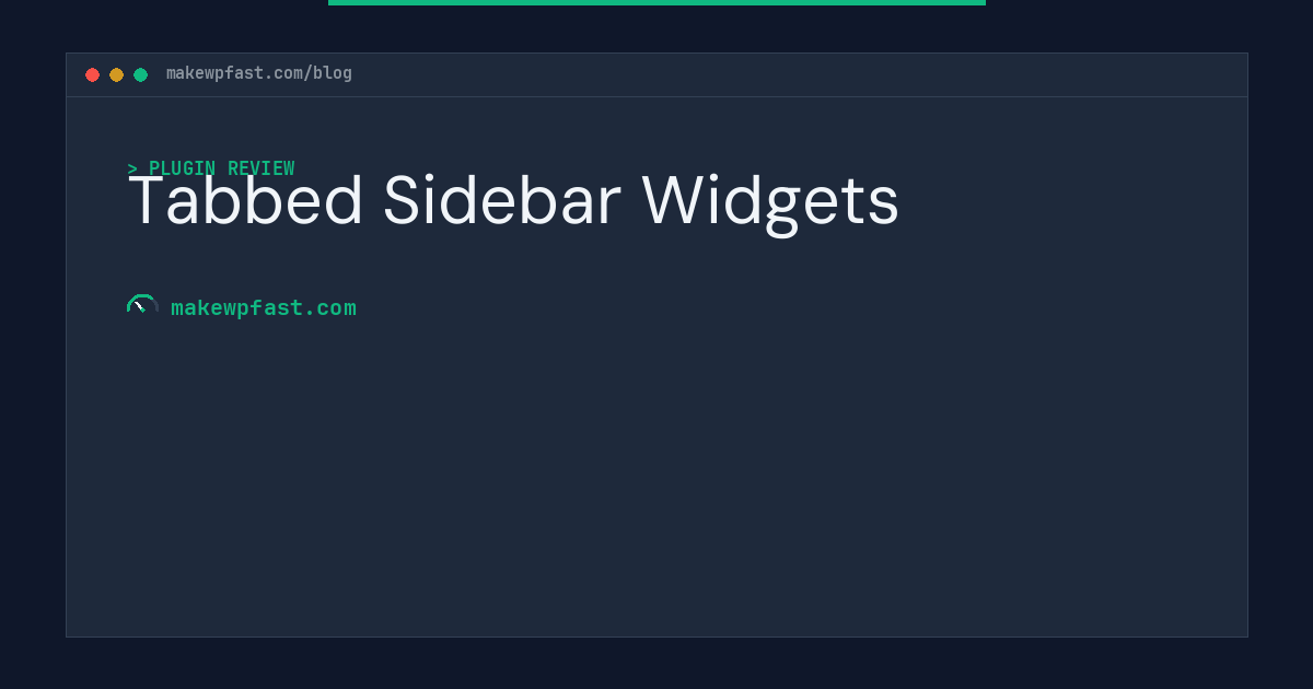 Tabbed Sidebar Widgets - MakeWPFast