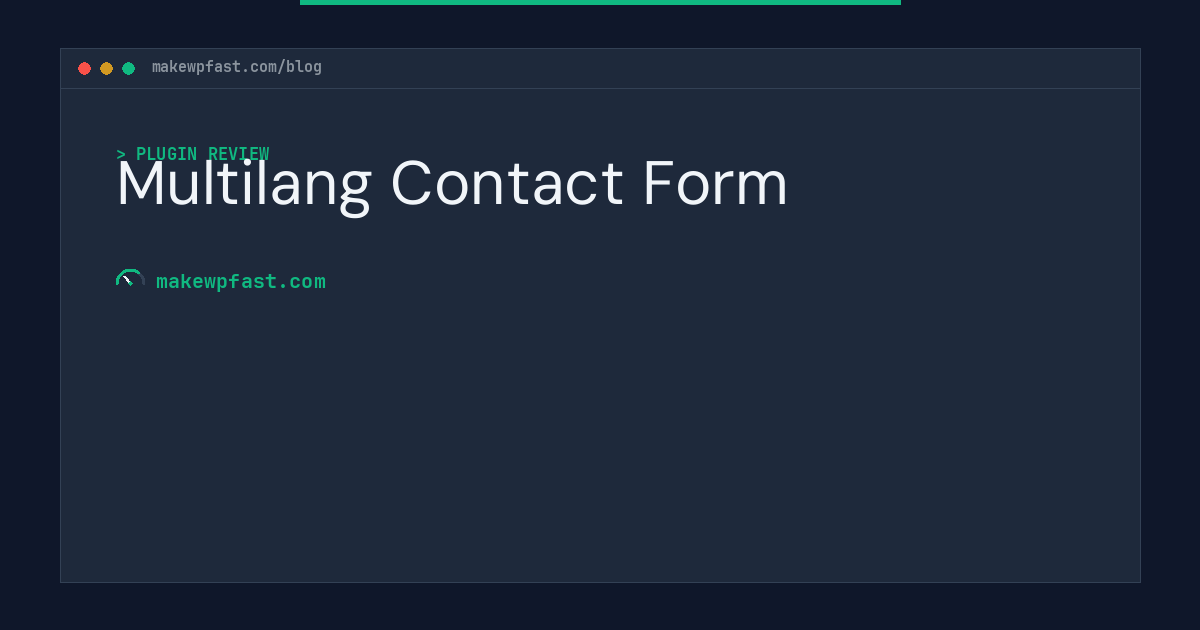 Multilang Contact Form - MakeWPFast