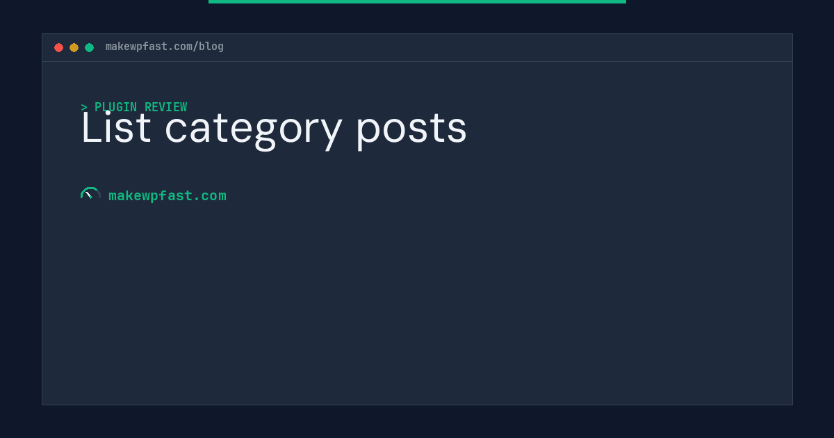 List category posts - MakeWPFast
