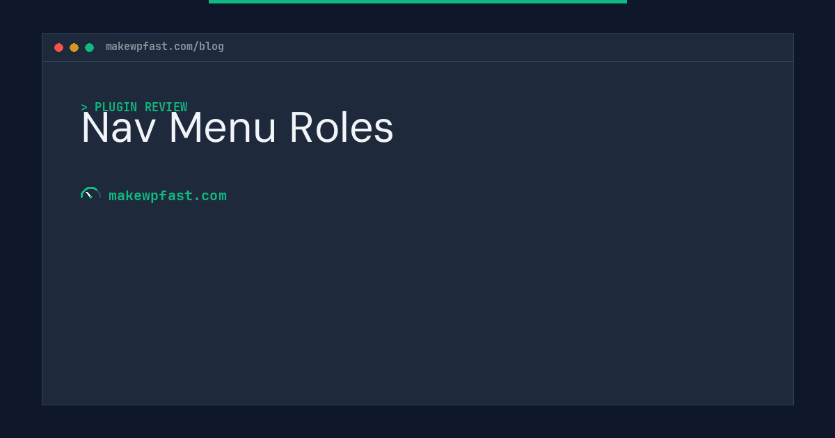 Nav Menu Roles - MakeWPFast