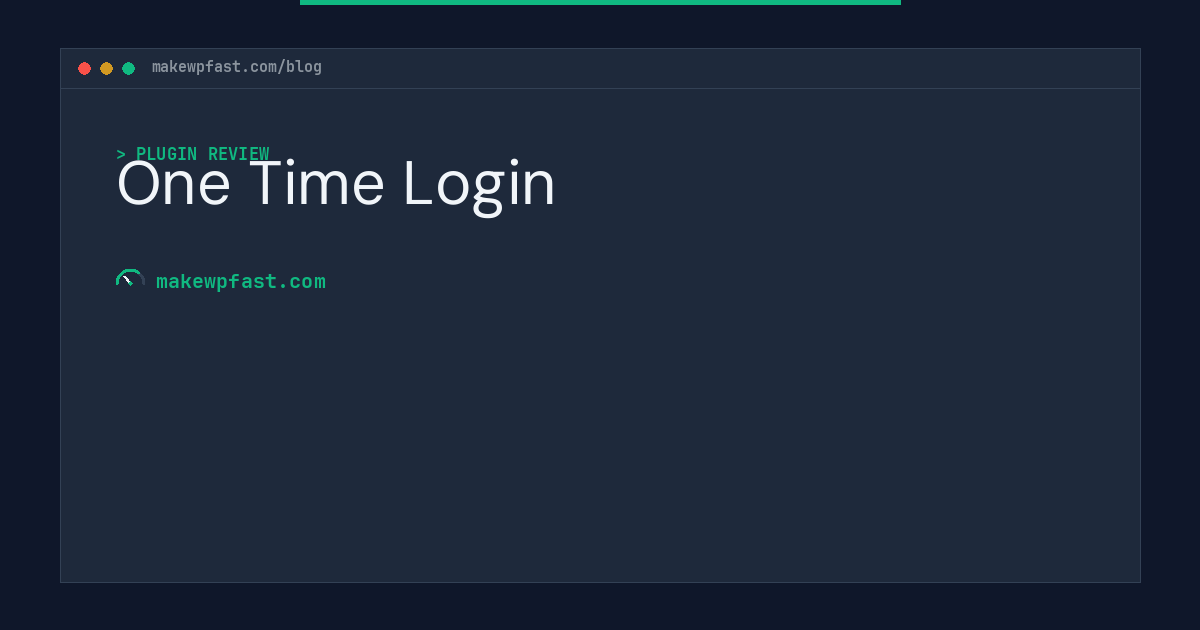 One Time Login - MakeWPFast