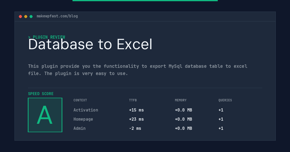 Database to Excel - MakeWPFast
