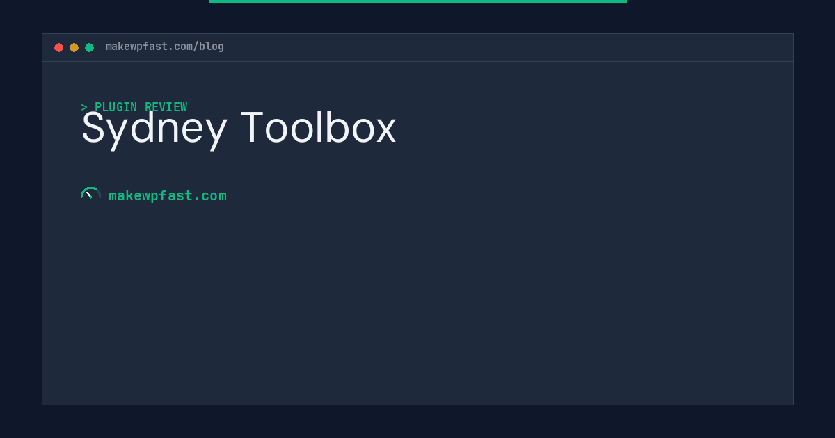 Sydney Toolbox - MakeWPFast