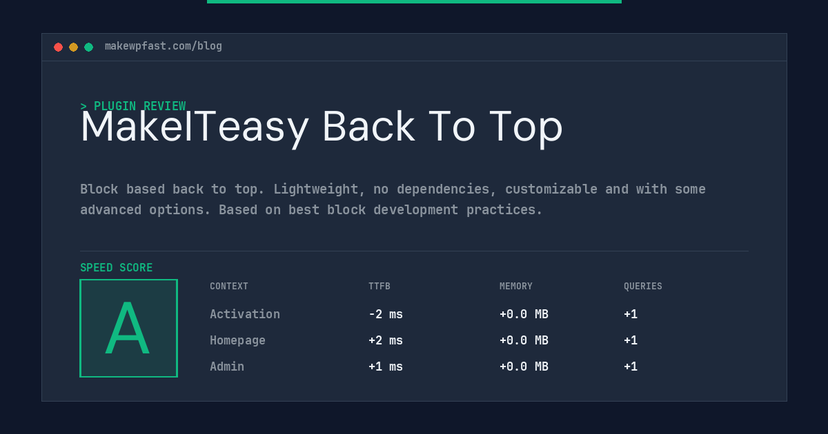 MakeITeasy Back To Top - MakeWPFast