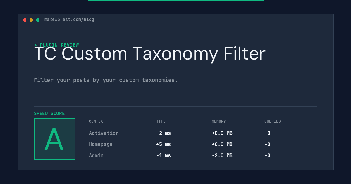 TC Custom Taxonomy Filter - MakeWPFast