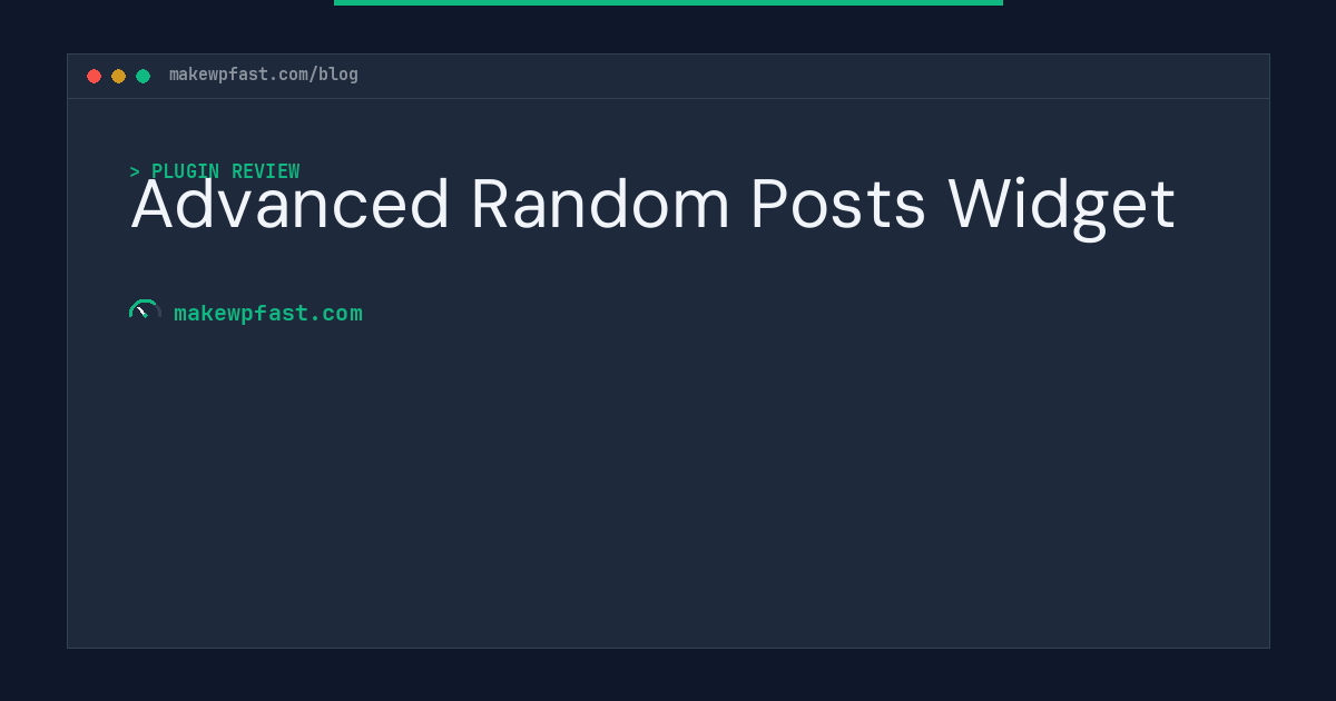 Advanced Random Posts Widget - MakeWPFast