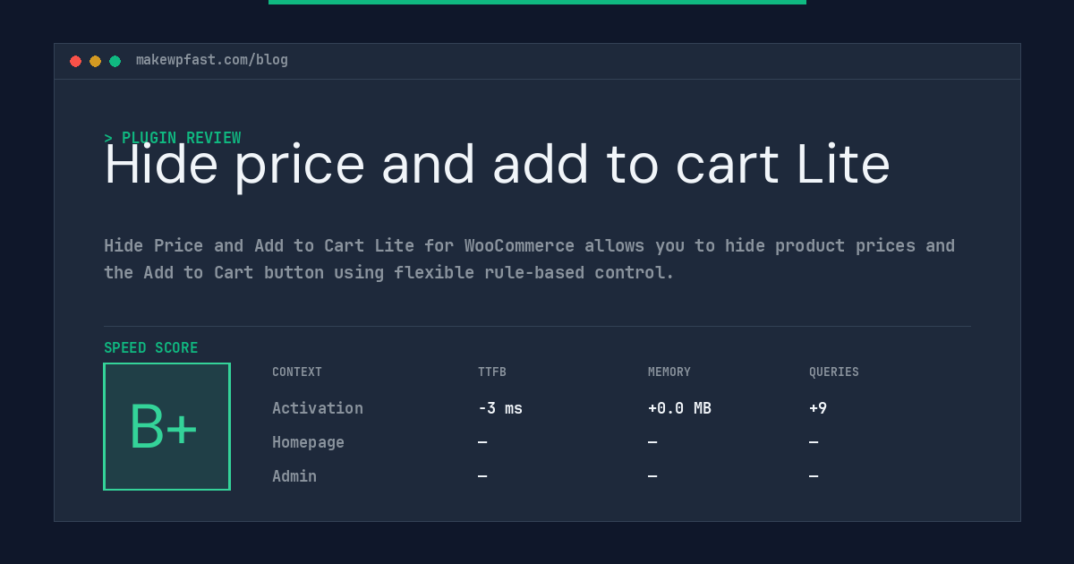 Hide price and add to cart Lite - MakeWPFast
