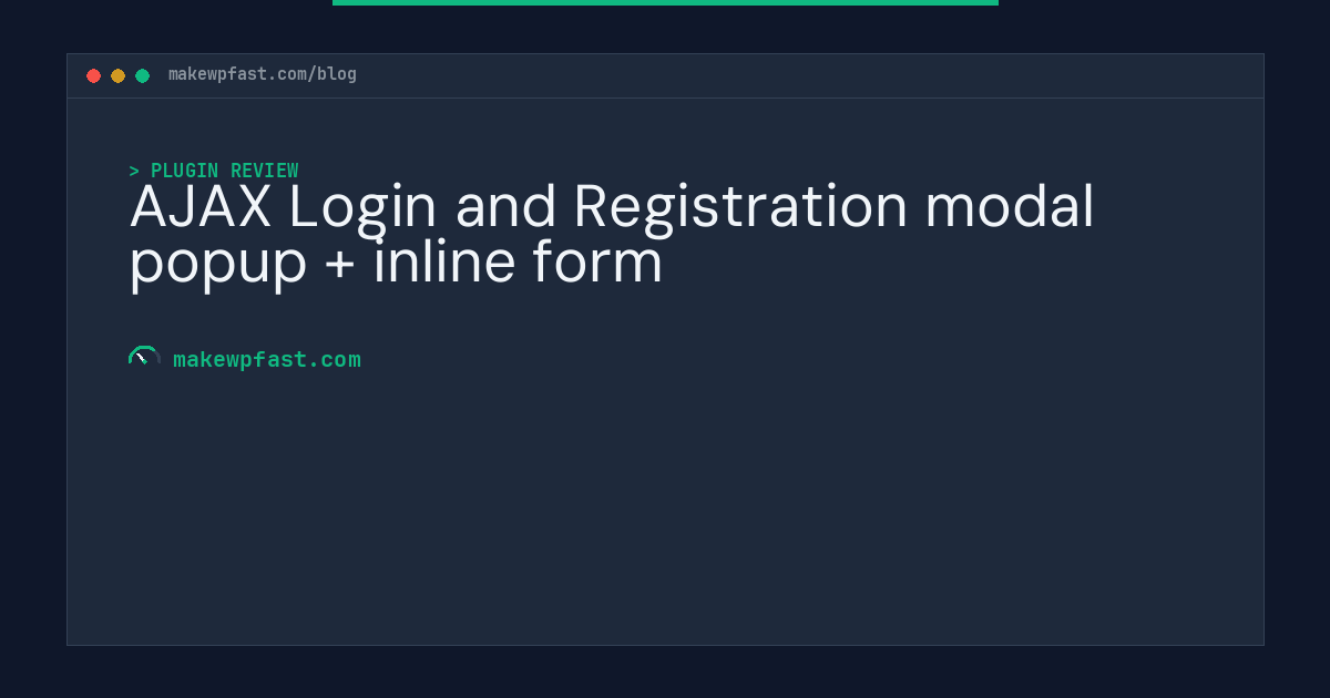 AJAX Login and Registration modal popup + inline form - MakeWPFast