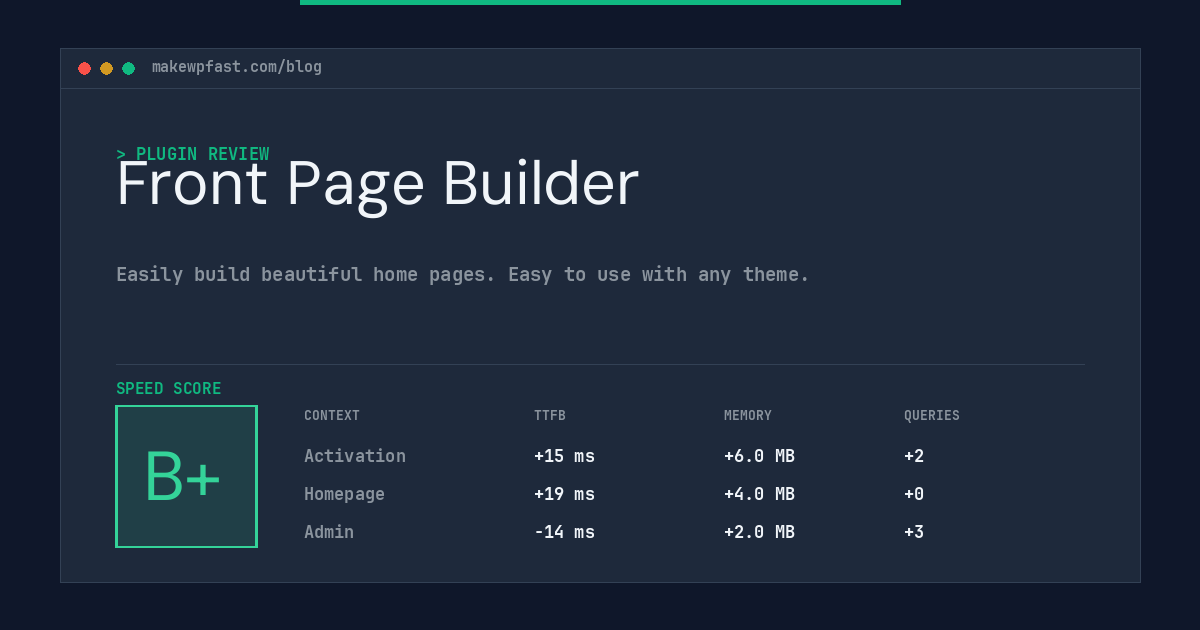 Front Page Builder - MakeWPFast