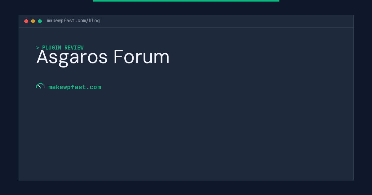 Asgaros Forum - MakeWPFast